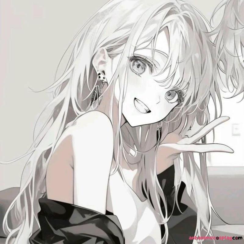 ảnh anime nữ trắng đen cute